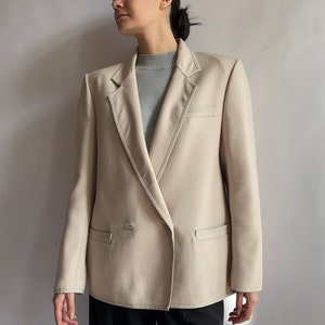 Vintage Louis Feraud wool blazer/1980s/ beige blazer/ medium size