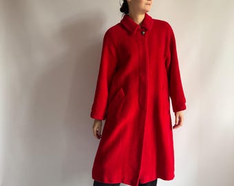 Abrigo vintage rojo de lana mohair, diseño británico de los 90, talla XS