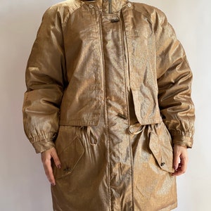 Vintage down jacket Gallery with fox trimming / puffer jacket/1980s / duck down/ size medium