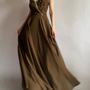 1970s vintage dress Briluna depose/ dress decorated with gems rhinestones/ medium size image 8