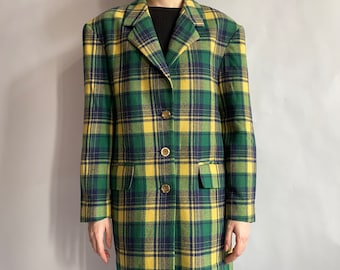 Vintage plaid blazer Jean Claire/ 1990s/ small size UK8 US6