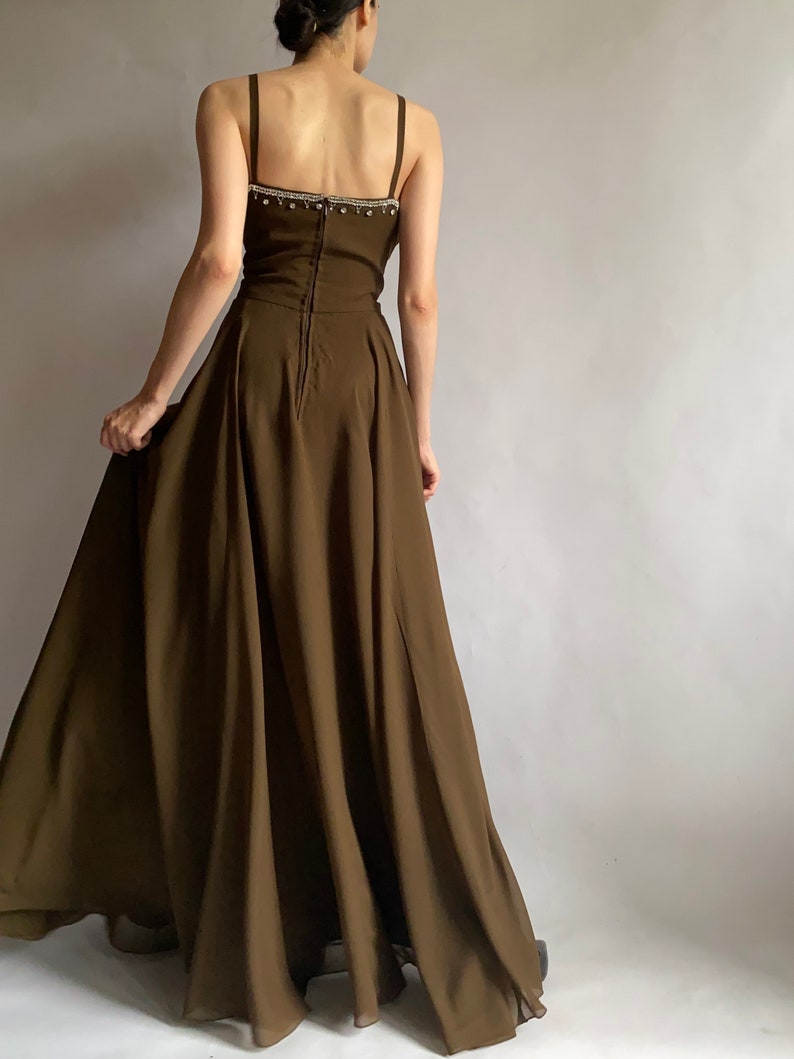 1970s vintage dress Briluna depose/ dress decorated with gems rhinestones/ medium size image 3