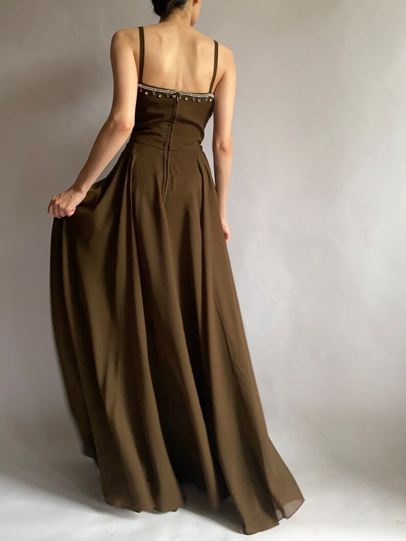 1970s vintage dress Briluna depose/ dress decorated with gems rhinestones/ medium size image 4