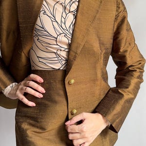 Vintage skirt suit/ silk skirt set/ 1960s/ medium size image 10