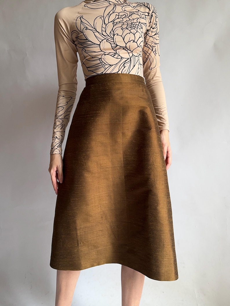 Vintage skirt suit/ silk skirt set/ 1960s/ medium size image 2