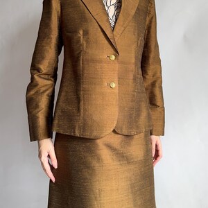 Vintage skirt suit/ silk skirt set/ 1960s/ medium size image 6