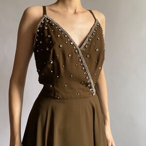 1970s vintage dress Briluna depose/ dress decorated with gems rhinestones/ medium size image 7