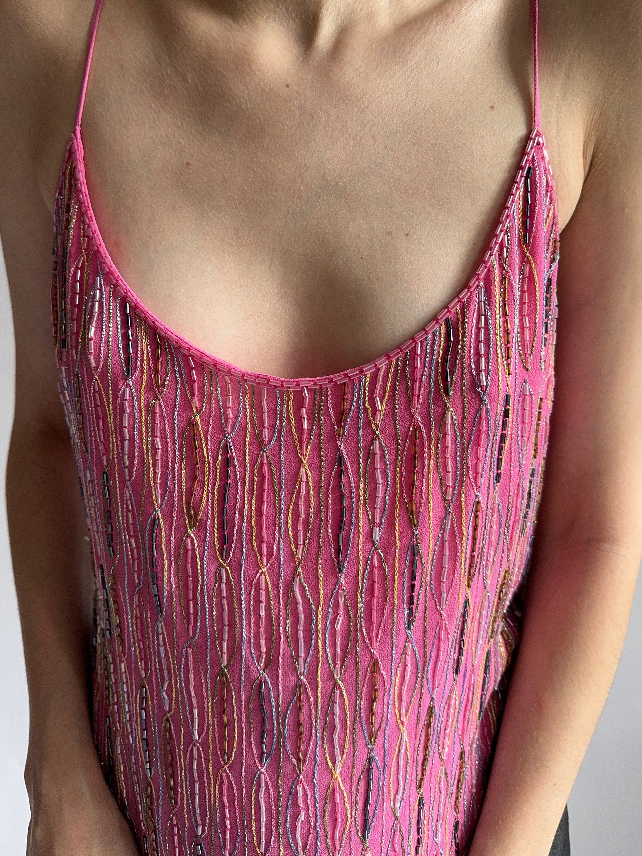 Vintage Silk Top Plein Sud/ Beaded Top/ 1990s/ Small Size - Etsy