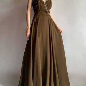 1970s vintage dress Briluna depose/ dress decorated with gems rhinestones/ medium size image 6