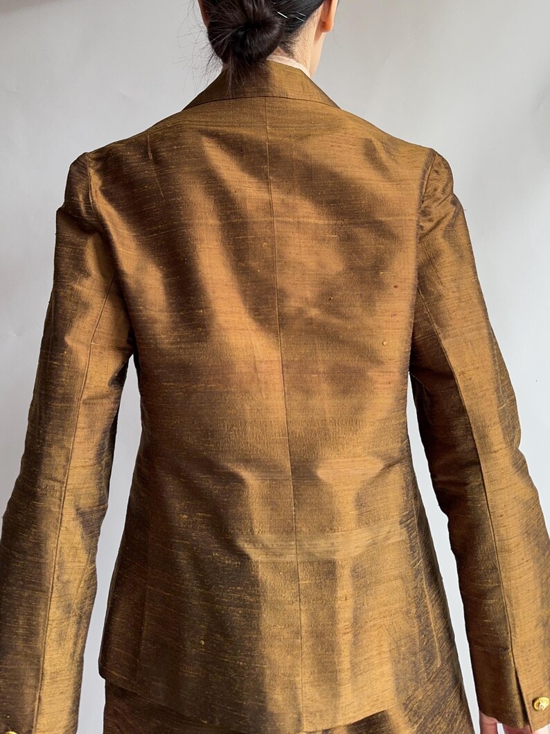 Vintage skirt suit/ silk skirt set/ 1960s/ medium size image 12