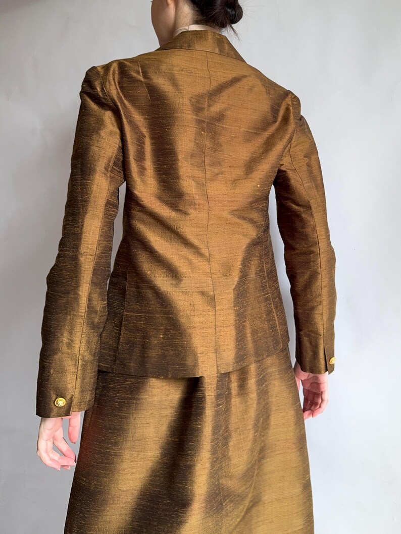 Vintage skirt suit/ silk skirt set/ 1960s/ medium size image 4