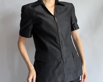 Vintage Betty Barclay Silk Blazer: 1990s Short Sleeve Jacket (UK10)