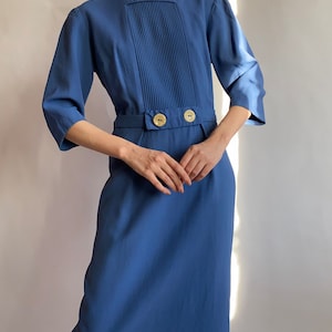 Vintage 1950er Jahre Kleid blau/ mittelgroß