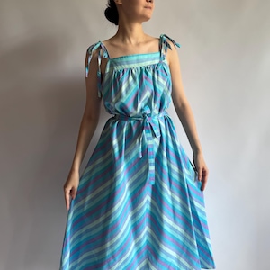 Vintage 1980s striped cotton dress/ small size