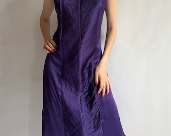 Purple silk dress by Red Globe/ Y2K style dress/ 2000s/ extra small size