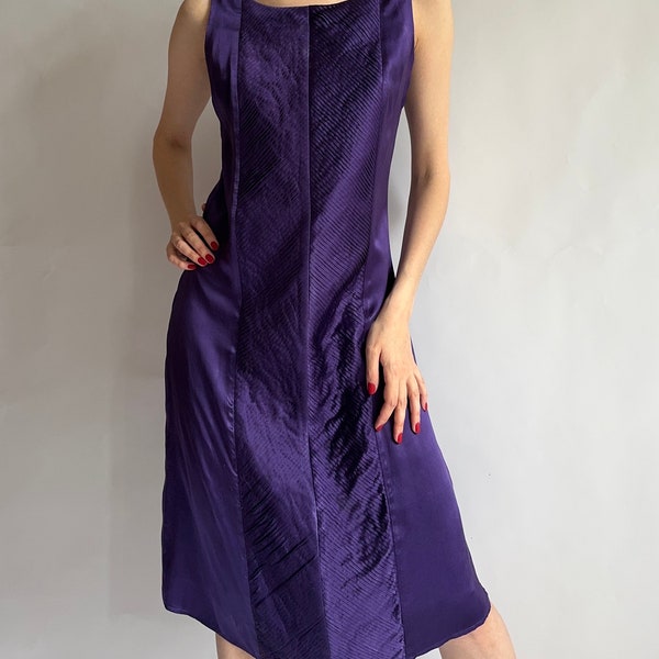 Purple silk dress by Red Globe/ Y2K style dress/ 2000s/ extra small size