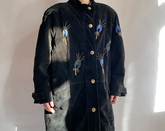 1990s vintage Dino’z leather jacket/ patchwork jacket/ UK 16 size/ large size