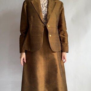 Vintage skirt suit/ silk skirt set/ 1960s/ medium size image 3
