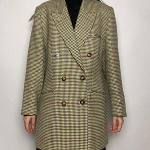 Vintage Eitienne Aigner houndstooth blazer/ double sided blazer/ wool blazer/ 1980s/ 1990s/ UK16/ medium large
