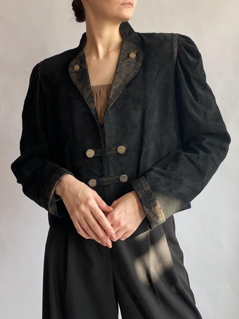 Niche Suede Patchwork Black Blazer