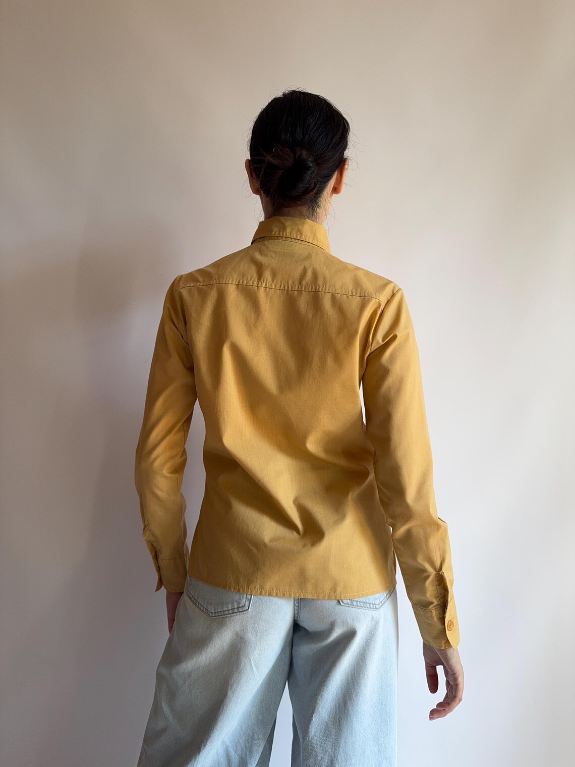 1970s Mustard Yellow Button-up Shirt/ Jean Jacques Benson Vintage ...