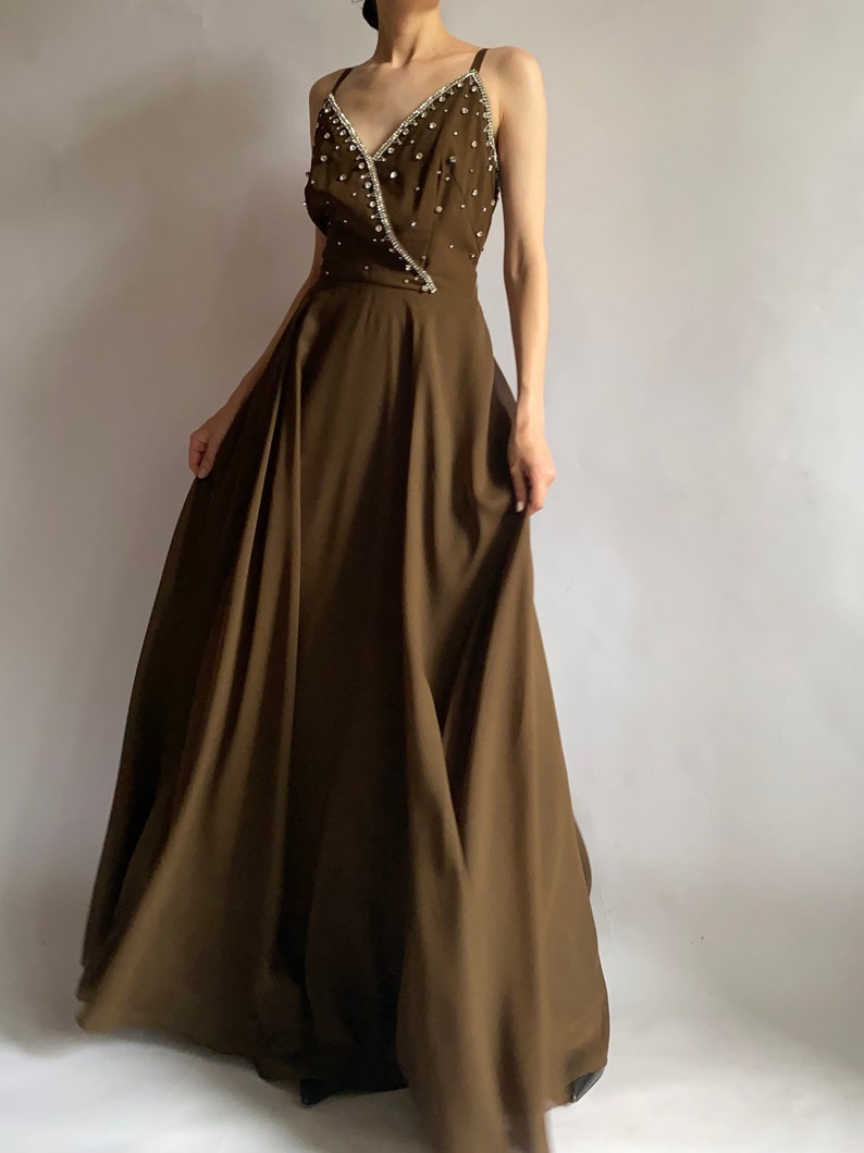 1970s vintage dress Briluna depose/ dress decorated with gems rhinestones/ medium size image 9
