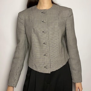 Vintage Laura Ashley houndstooth wool blazer/ 1990s/ small size
