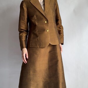 Vintage skirt suit/ silk skirt set/ 1960s/ medium size image 7