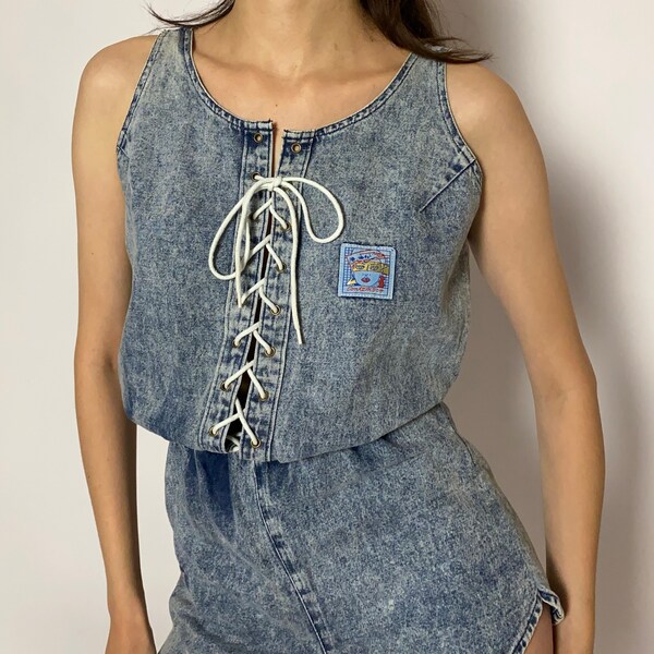 Vintage Denim Romper (Plus Size)