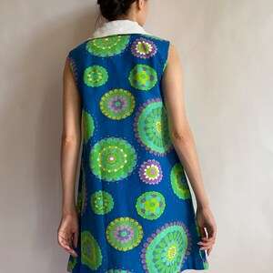 Vintage psychedelic mini dress/1960s/ 60s/ 1970s/ zip closure/ extra small image 5