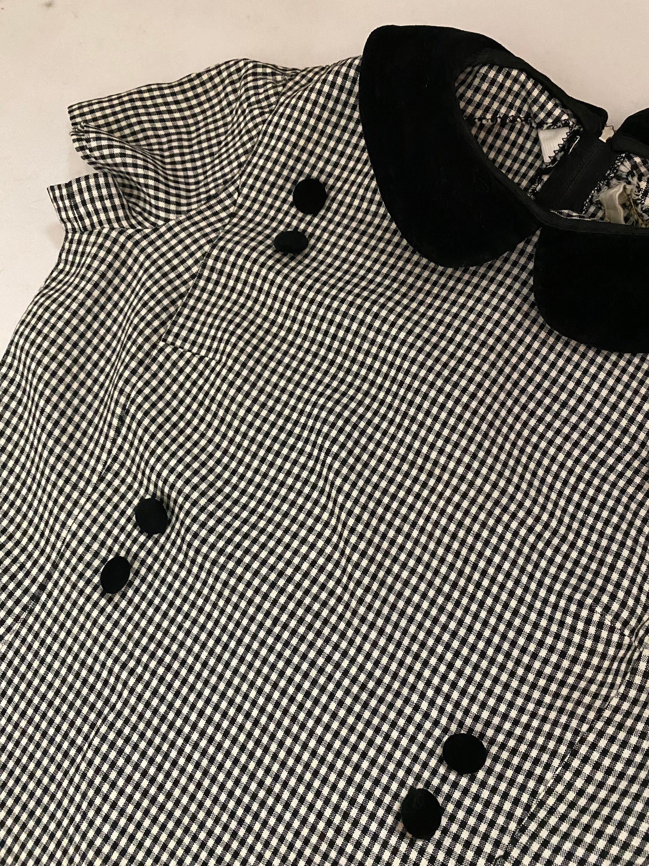 Vintage Gingham Mini Dress in Black White 1960s Vintage Small Size Etsy UK