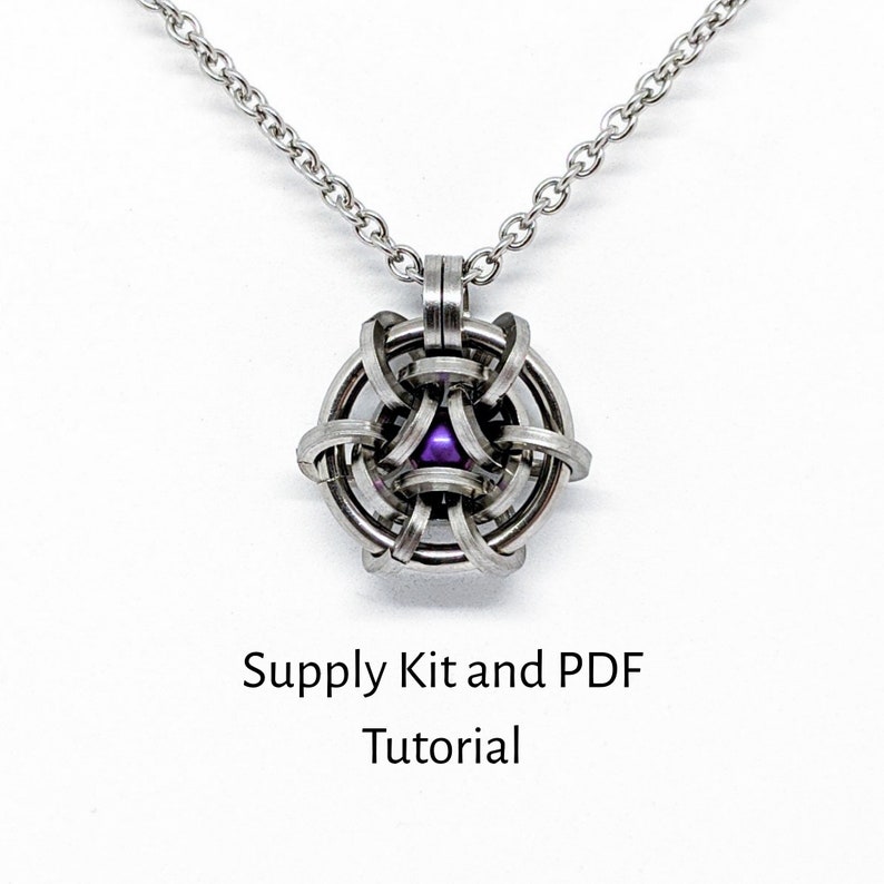 Captured Ball Kit PDF Tutorial Included Make it Yourself DIY Titanium Ball Bearing Kit Hoodoo Hex Squared Pendant Chainmaille Kit