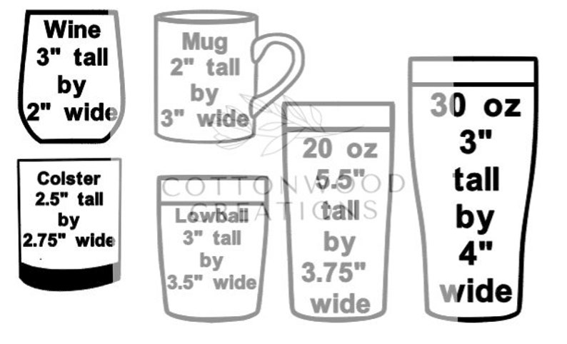 Download Cricut Cheat Sheet Cricut Size Guide Cup Decal Size Guide ...