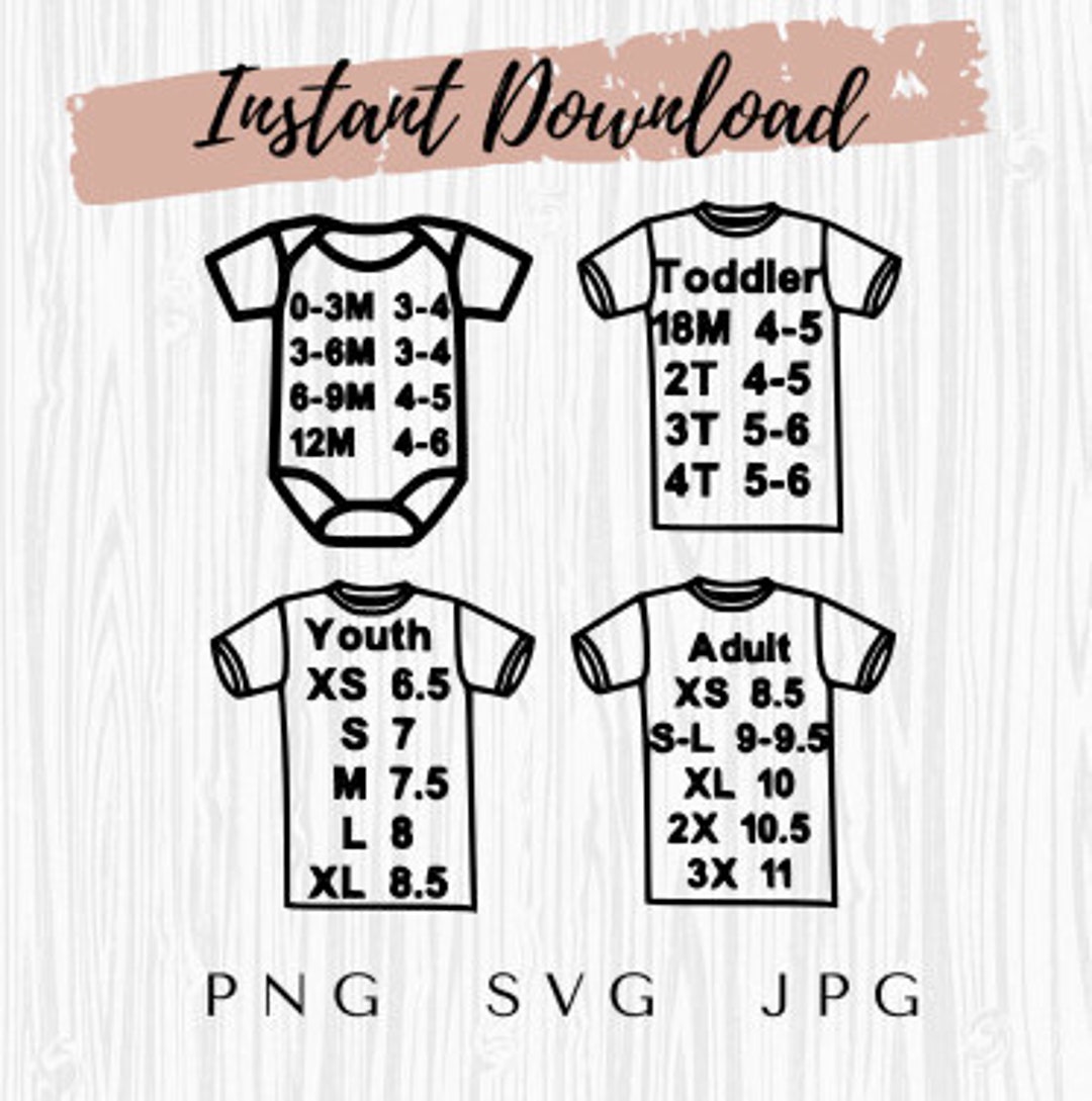 Cricut Cheat Sheet, Cricut Size Guide, T-Shirt Decal Size Guide, Baby