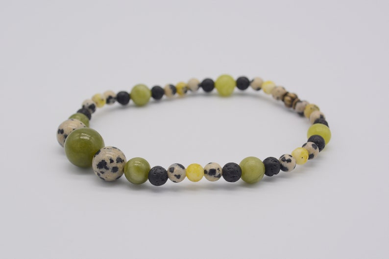Protect /& Heal and Yellow Turquoise Dalmatian Jasper Gemstone *Diffuser* Bracelet Lava Stone Sinkiang Jade