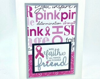 Breast Cancer, Encouragement, handmade greeting card, Stampin'Up , Thinking of You , Pink Ribbon card, Faith