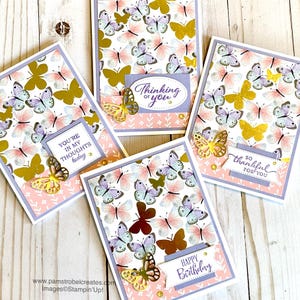 Spring Butterflies adorn this &quot;choose your sentiment&quot; handmade greeting card, Stampin&#39;Up , Thinking of You, Kindness, Thank You, Birthday.