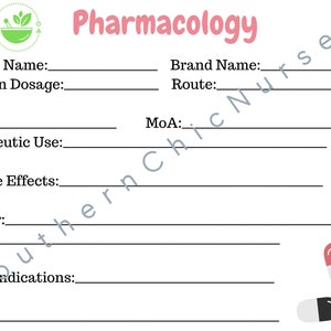 Pharmacology Note Card - Pharmacology Flashcard Template