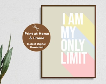 Motivational Quotes for Kids, Black Kid Affirmation, Kids Room Art, African American Decor, Positive Classroom | "I Am My Only Limit"