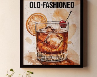 Old Fashioned whiskey Premium Wooden Framed Poster With Museum-Quality Matte Paper