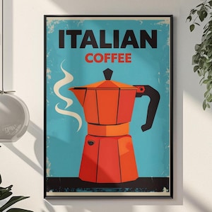 Italienisches Kaffee Wandbild mit Holzrahmen