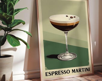 Vintage Espresso Martini Poster - Framed Stylish Wall Art for Cocktail Lovers