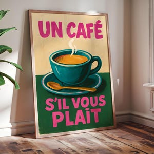 French Coffee Retro Framed Poster - Premium Quality Wall Art - Vintage Cafe Decor