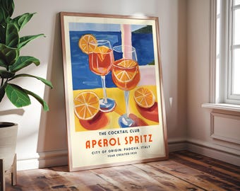 Vintage Aperol Spritz Poster: Italian Cocktail Art, Framed Print