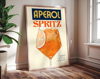 Aperol Spritz Poster: Italian Drink Art, Home Bar Decor
