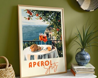 Aperol Spritz Framed Poster - Retro Italian Cocktail Decor - Ready to Hang Wall Art