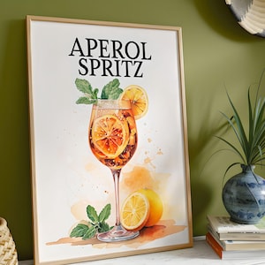 Aperol Spritz Retro plakat montowany - Włoska sztuka napojów - ręcznie wykonana oprawiona dekoracja ścienna