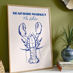 Seafood Market Lobster Kitchen Art - Mounted Framed Poster - Premium Quality Decor