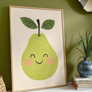 Poster per cameretta con frutta e pere - Decorazione da parete con cornice per bambini - Decorazione perfetta per la cameretta del bambino
