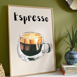 Espresso Italian Coffee Mounted Framed Poster - Handmade Wall Art for Coffee Lovers